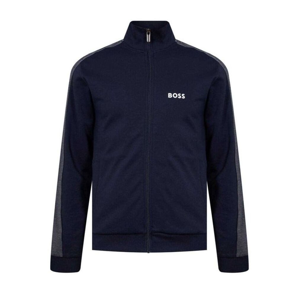 Boss Mens Mock Neck Track Jacket / Navy/White
